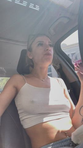 I enjoyed this açaí bowl while I flashed my little tits for you on a busy little street right in front of an Irish pub.. - free porn video