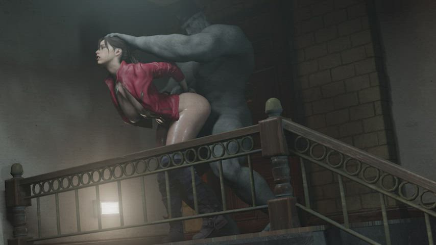 Claire vs. Mr. X (Pantsless Animations) [Resident Evil] - free porn video