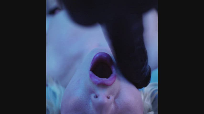 Gagging on huge BBC dildo. Loving every second - free porn video
