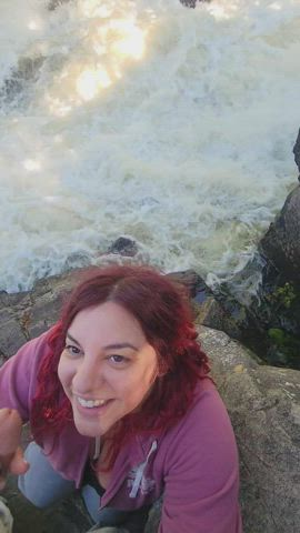 Making love to his cock by this wicked waterfall - free porn video