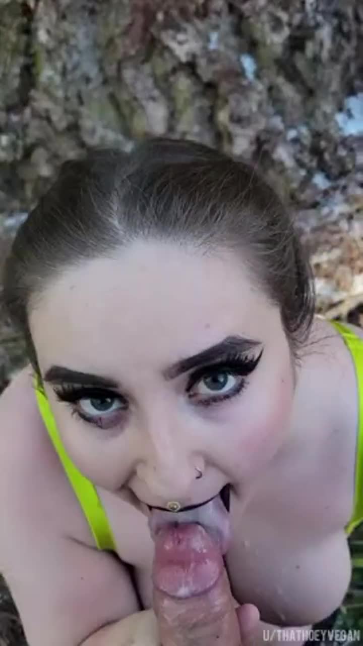 Licking him clean after letting him cum on my tits - free porn video