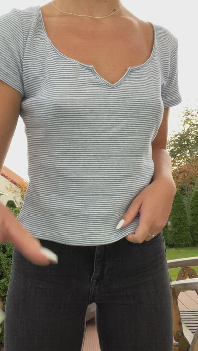 Would you give me a cumshot on my tits after some outdoor sex? - free porn video