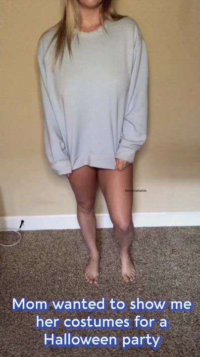 Helping My Busty Blonde Mom Pick Halloween Costumes - free porn video