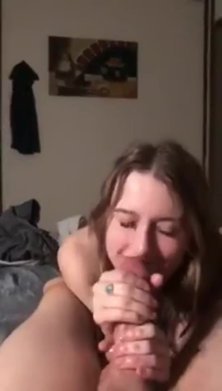 Adorable little blonde strokes him off and gets her face plastered - free porn video