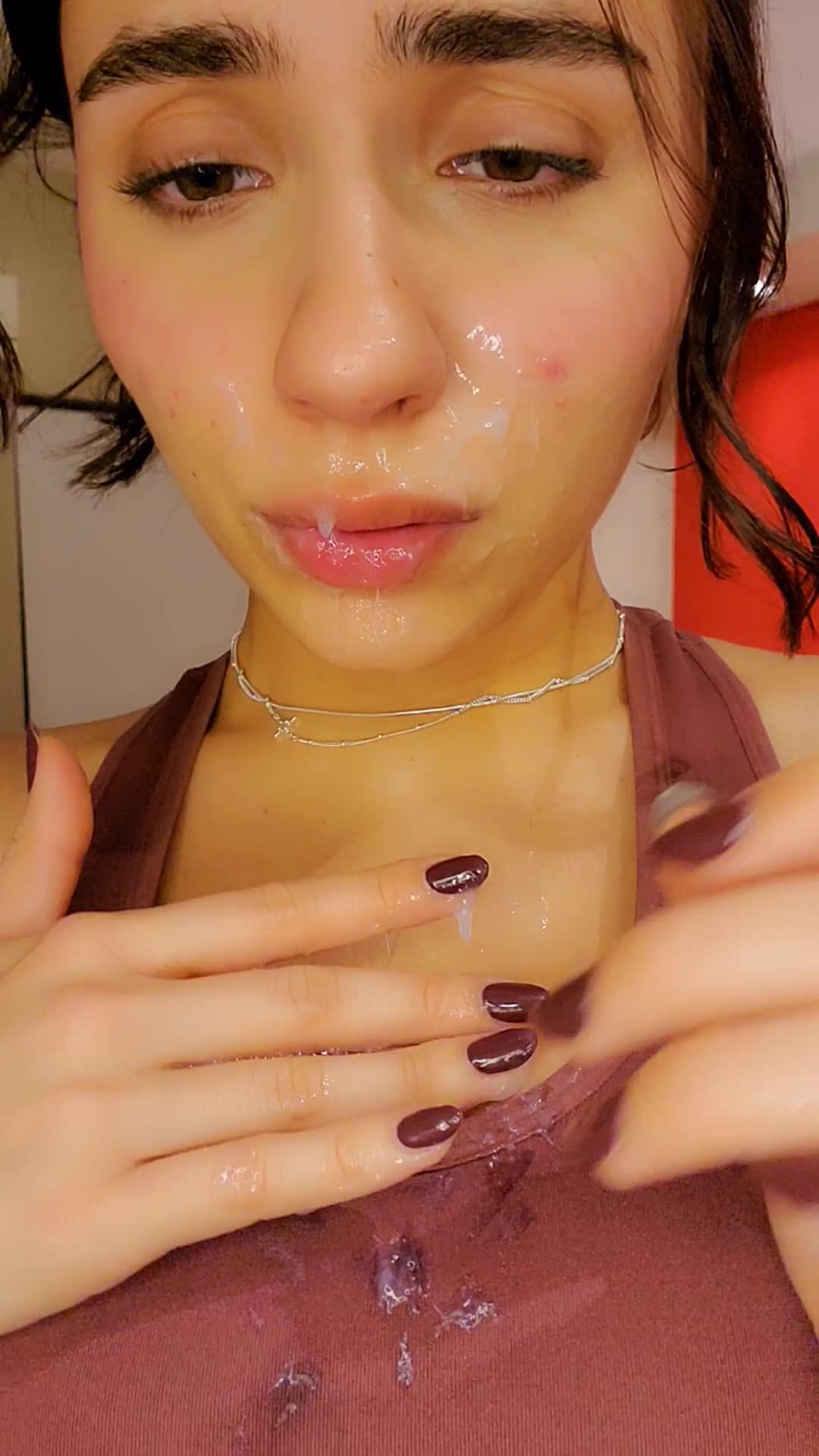 Nice load for a cute face  - free porn video