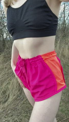 Playing with my natural aa cups on a run hehe - free porn video