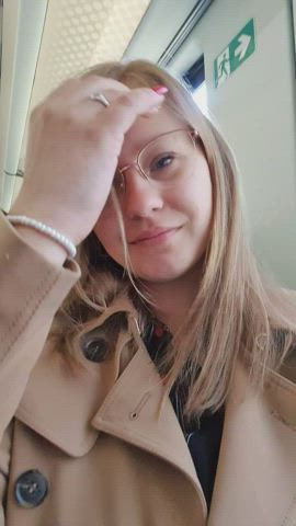 I, on this train, very intimately and very personally tease my pussy because I'm a little horny. [GIF] - free porn video
