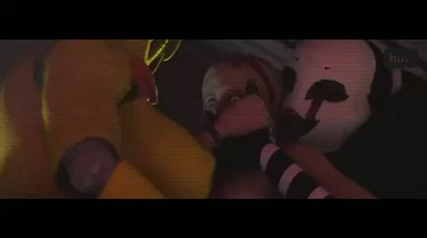 Sherry Birkin and Ada Wong have their holes full from Puppet, Toy Chica, Toy Bonnie, Mangle, and Foxy (Tsoni) [Resident Evil/FNAF] - free porn video