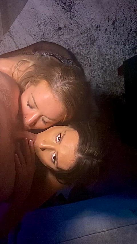 My friend caught me sucking my husbands cock so I let her help! - free porn video