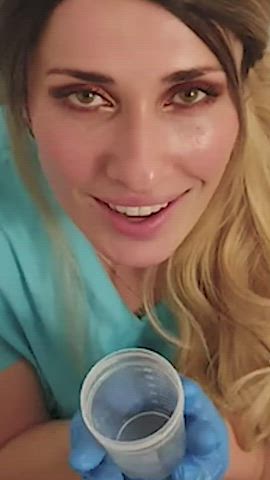 Hot nurse taking a sperm sample gets a big surprise - free porn video