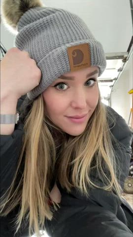 Freezing in the garage…but these tits are HOT. - free porn video
