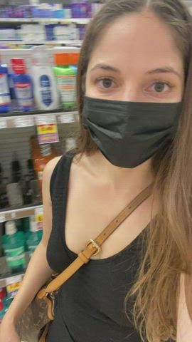 Flashing my tits and pussy in the pharmacy aisle to make it all better - free porn video