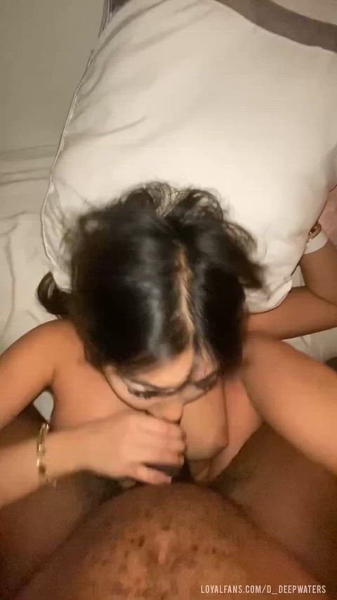 Sexy Asian with braces sucking BBC! - free porn video