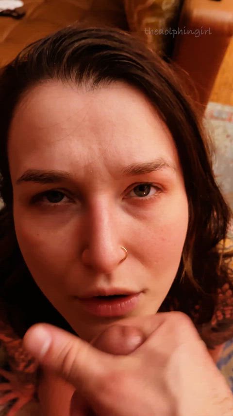 Being a good girl and taking his cum on my face - free porn video