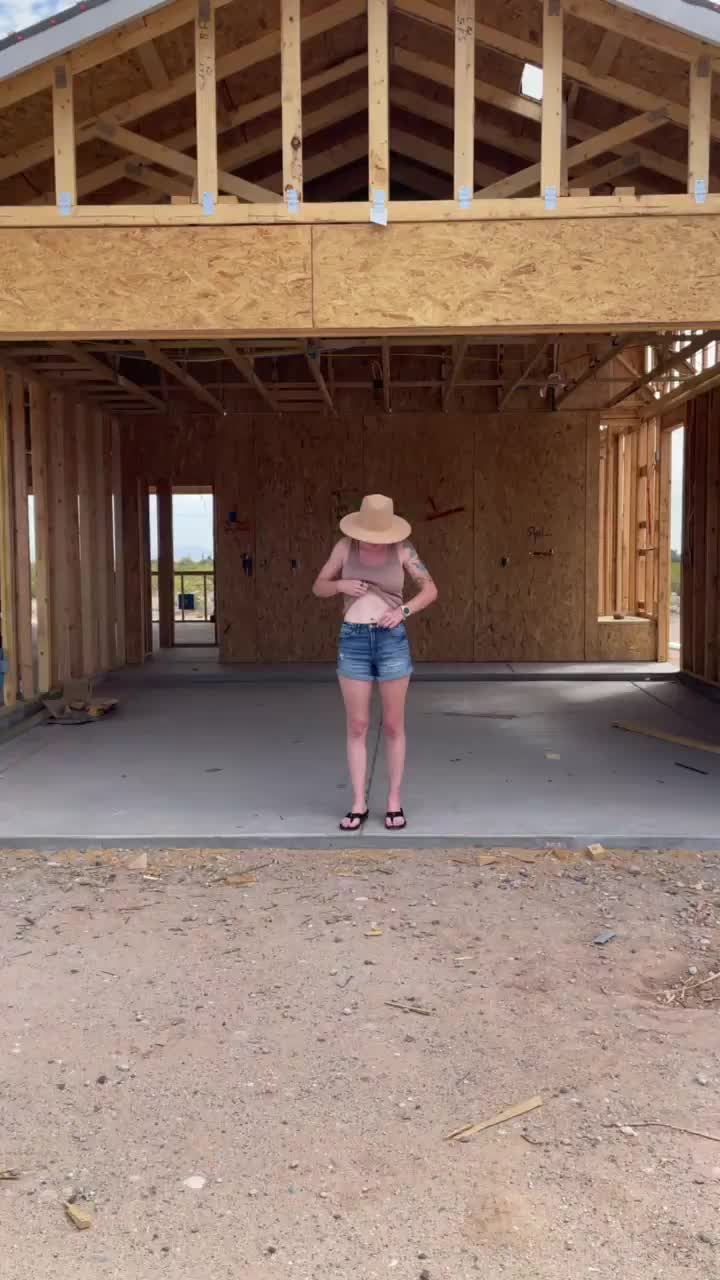 Visiting my new house. So of course I had to flash while the roof was being put on above me. [GIF] - free porn video