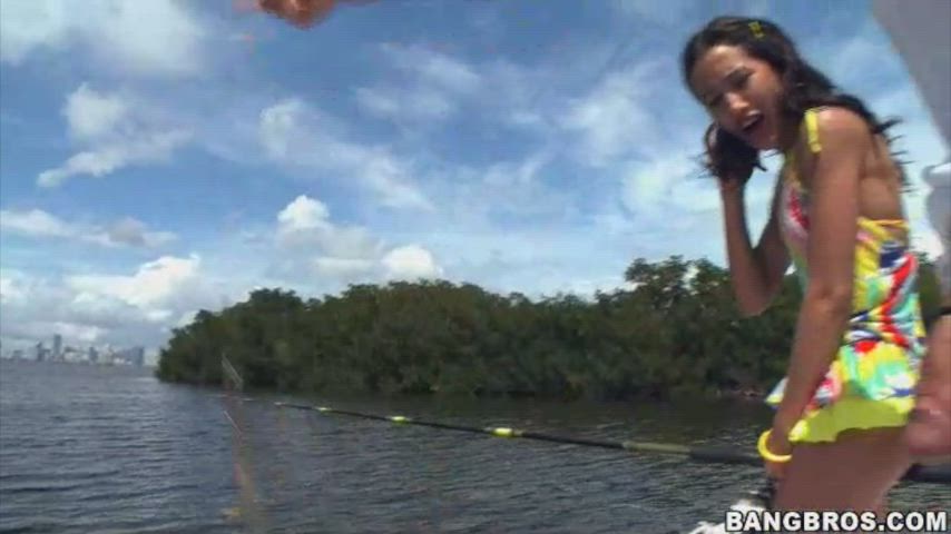 Little Amia goes fishing with Big Ramon - free porn video