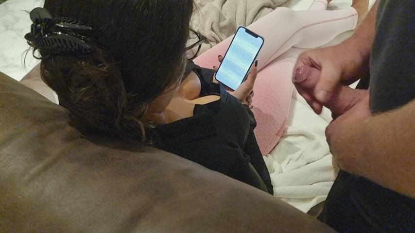 He is using me as cumrag while I read a book - free porn video
