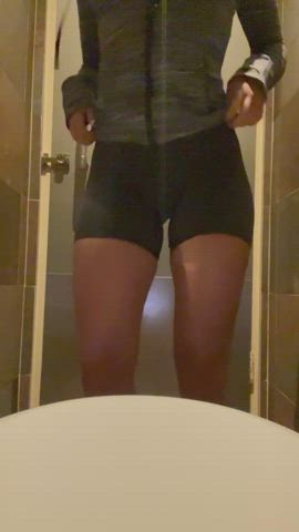 Sometimes you just need to play with your pussy in the bathroom [gif] - free porn video
