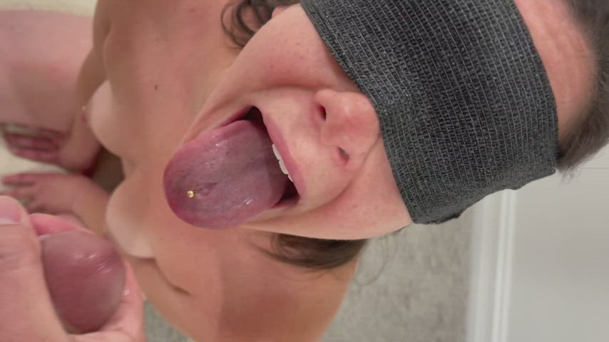 Pierced tongue means feed me your cum! - free porn video