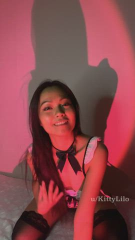 Does the red light on my small Asian body get you in the mood..? 😈 - free porn video