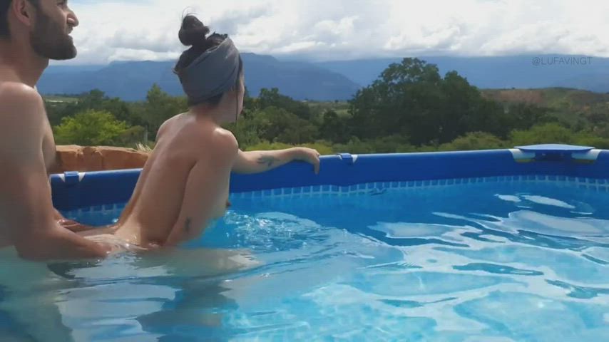 Delicious White Ass Outdoor Amateur Sex In Pool - free porn video