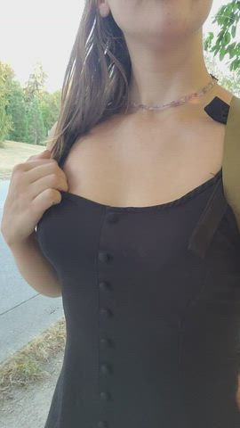Better off without bra or panties, so much easier to flash [GIF] - free porn video