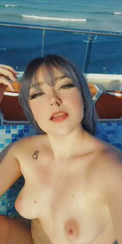 Do you like how I show my tits in public for the first time?🙈 - free porn video