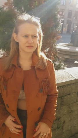 But it was so crowded in the old town that I had a huge problem with my boobs. Heh [GIF] - free porn video