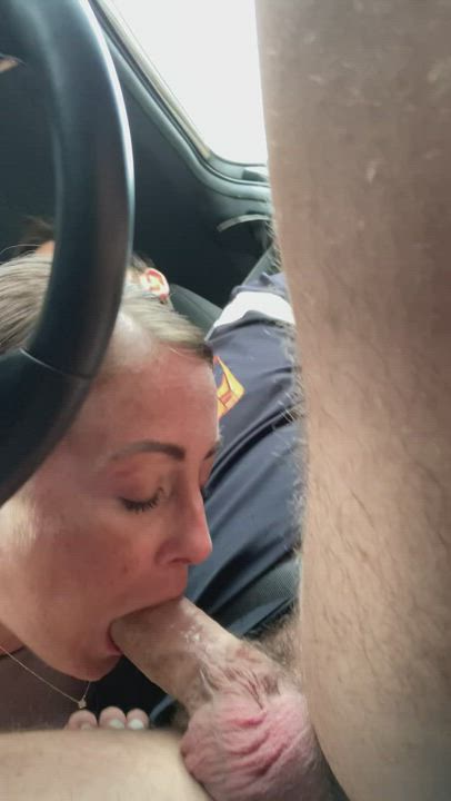 Think you could keep the wheel straight with my saliva running down your cock? - free porn video
