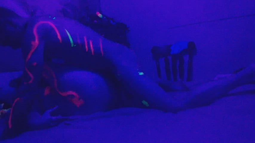 folded in half under the black lights - free porn video