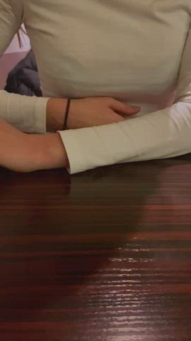 I think the waitress saw me flashing my teen tits, i love the risk hehe… I hope you like the dessert after you paid for the food - free porn video