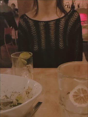 The waitress complimented my see thru top [GIF] - free porn video