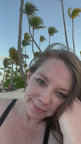 Just being sneaky on a public beach! [gif] - free porn video