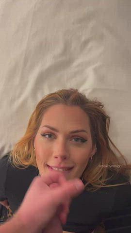 my happy place is on my knees, getting showered with cum 💦 - free porn video