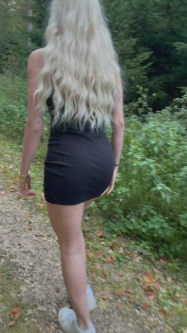 Peeling off my dress after a long walk…I love the risk haha... i think some other guys saw me… :o - free porn video