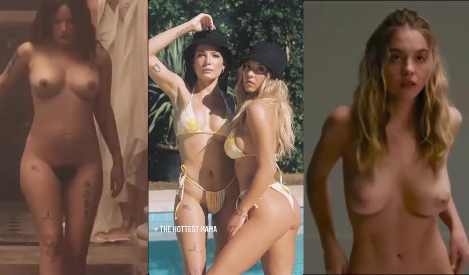 halsey and Sydney Sweeney showing their tits on/off - free porn video