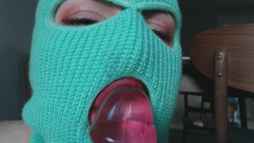 Teasing a dildo with my mouth - free porn video