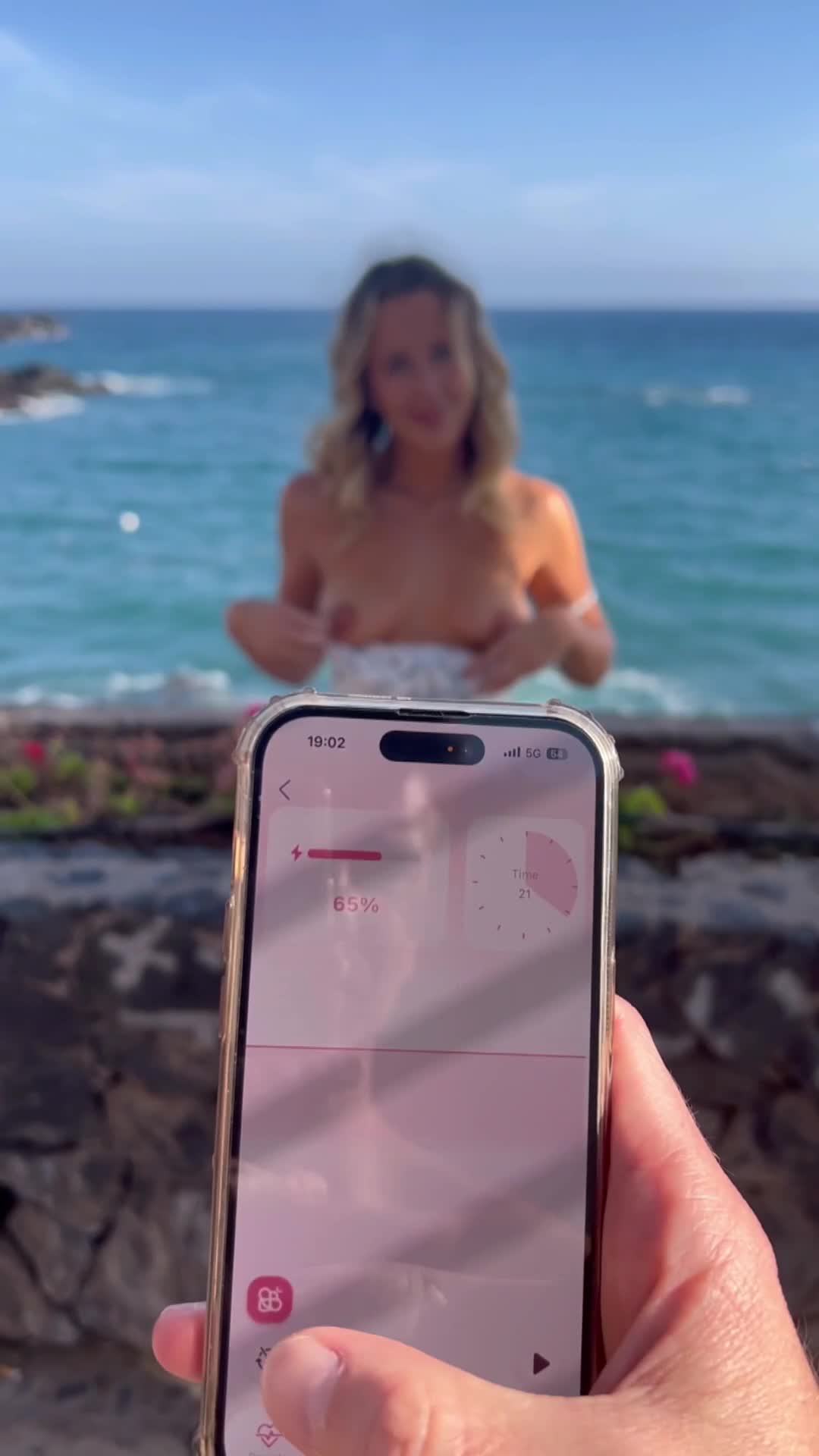 I let him control my toy in public - free porn video