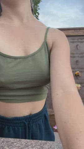 I was feeling way too frisky on my walk through the cemetery to not stop & flash my milky tits [GIF] - free porn video