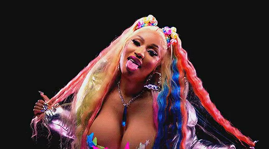 Nicki bouncing her big tits she’s such a bimbo - free porn video
