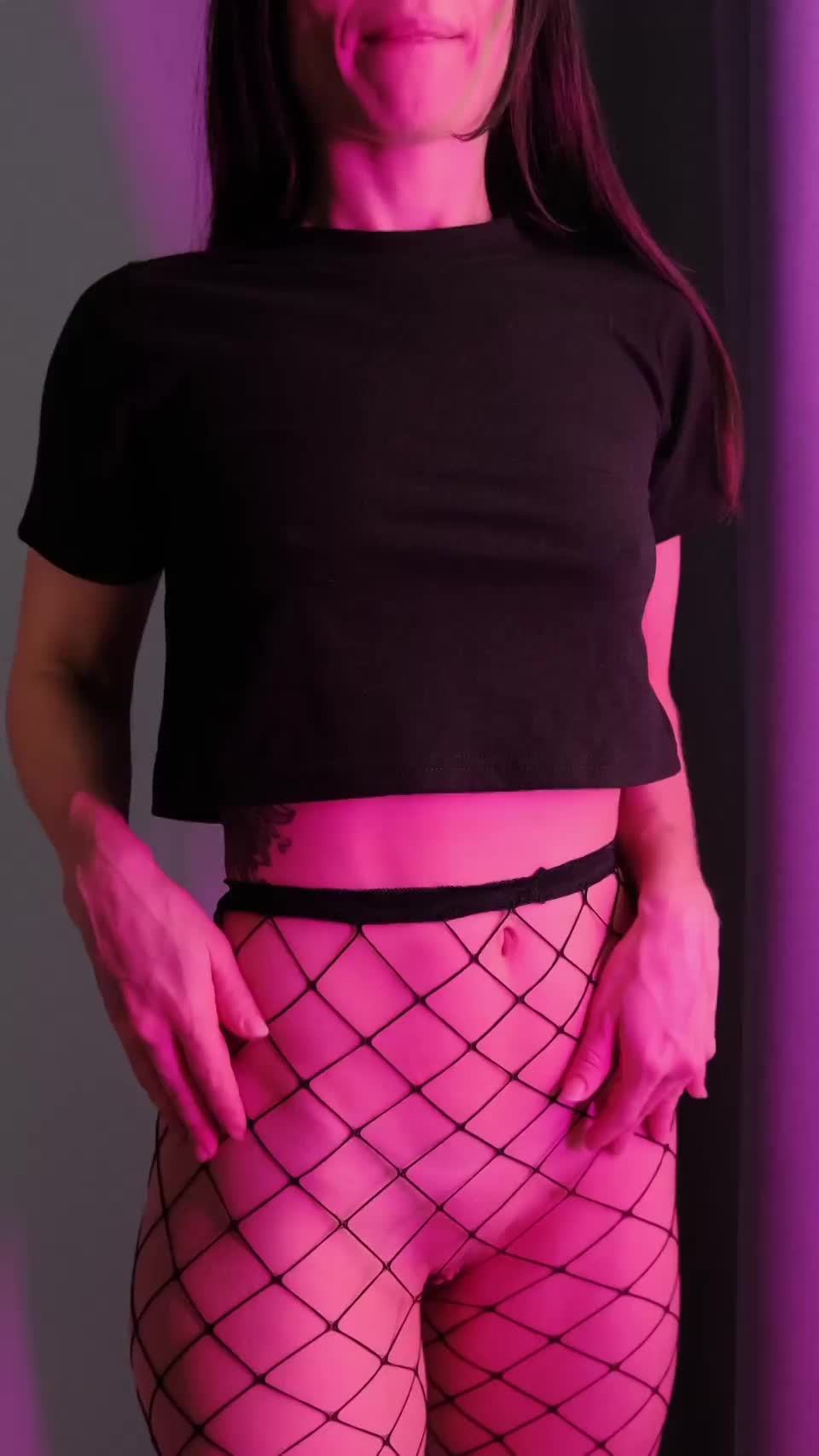 sexy girl in fishnet - free porn video
