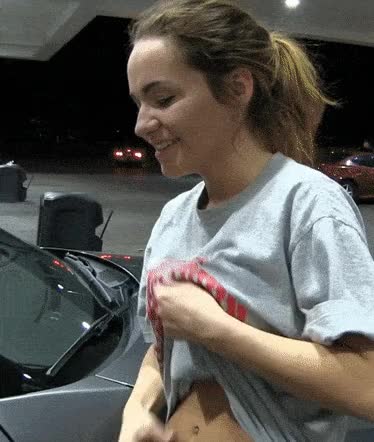 Cute Titty Reveal At A Gas Station - free porn video