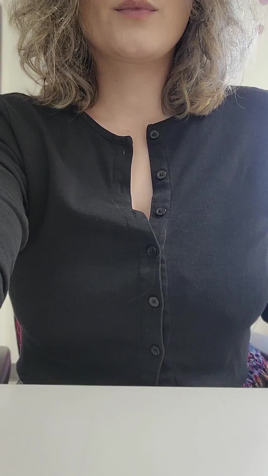All I ask is that you stop by my desk and play with my tits [GIF] - free porn video