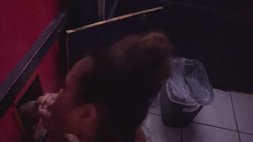 I finally went to the adult theatre and had my first real gloryhole experience, I just love sucking cocks! - free porn video