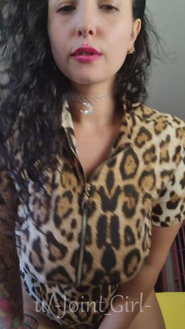 My boobs pop out of the leopard-print onesie - free porn video
