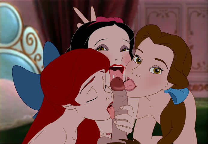 Ariel, Belle and Snow White please cock (Rooler34) [The Little Mermaid, Snow White, Beauty and the Beast] - free porn video