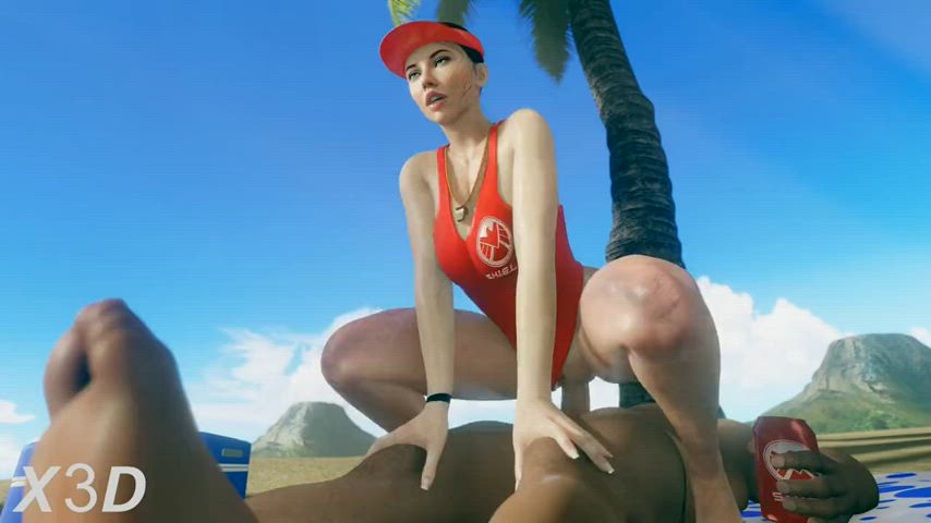 Black Widow at the beach (X3D) [Marvel] - free porn video