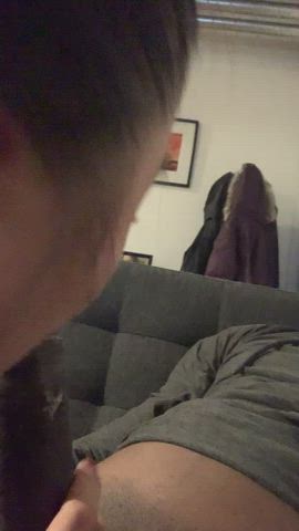 Kneel and watch your Gf worship my Fat Cock - free porn video