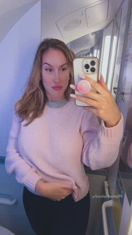 Showing you my DDDs on a plane - free porn video