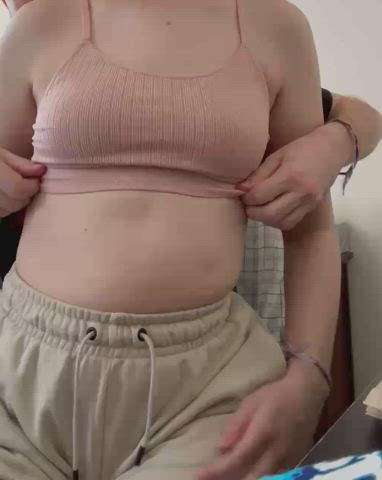 Hope someone is using my 19yo gfs little titties as pumping fuel 😏 - free porn video
